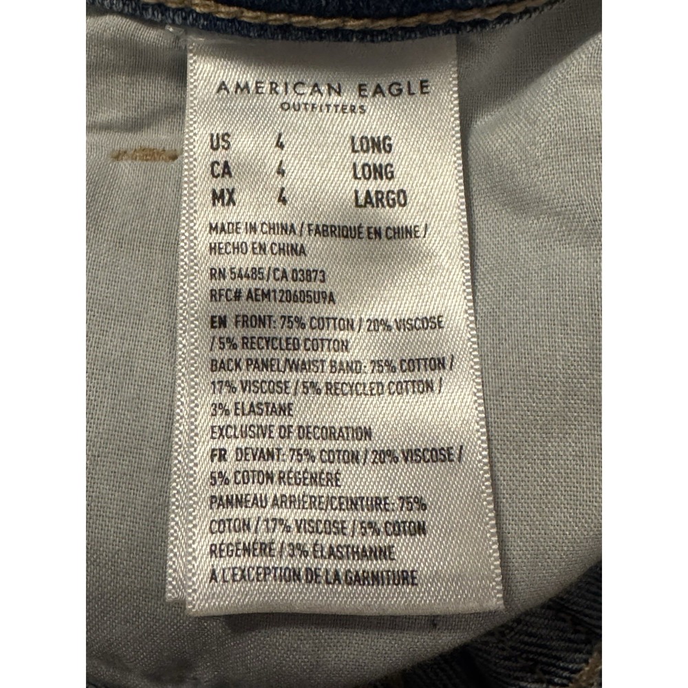 American Eagle Jeans 4 Long Strigid High Rise Distressed Light Wash - Picture 2 of 5